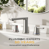 FORIOUSBathroom Faucet 3 Hole, Two Handle 8 Inch Widespread Bathroom Sink Faucet 3 Hole with Metal Pop-up Drain, cUPC Supply Lines and Water Saving Aerator for Vanity, or Commercial FB-03134