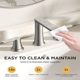 FORIOUSBathroom Faucet 3 Hole, Two Handle 8 Inch Widespread Bathroom Sink Faucet 3 Hole with Metal Pop-up Drain, cUPC Supply Lines and Water Saving Aerator for Vanity, or Commercial FB-03134