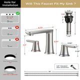 FORIOUSBathroom Faucet 3 Hole, Two Handle 8 Inch Widespread Bathroom Sink Faucet 3 Hole with Metal Pop-up Drain, cUPC Supply Lines and Water Saving Aerator for Vanity, or Commercial FB-03134
