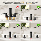 FORIOUSBathroom Faucet 3 Hole, Two Handle 8 Inch Widespread Bathroom Sink Faucet 3 Hole with Metal Pop-up Drain, cUPC Supply Lines and Water Saving Aerator for Vanity, or Commercial FB-03134