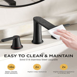 FORIOUSBathroom Faucet 3 Hole, Two Handle 8 Inch Widespread Bathroom Sink Faucet 3 Hole with Metal Pop-up Drain, cUPC Supply Lines and Water Saving Aerator for Vanity, or Commercial FB-03134