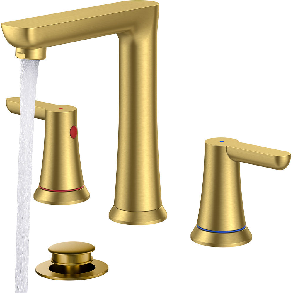 FORIOUSBathroom Faucet 3 Hole, Two Handle 8 Inch Widespread Bathroom Sink Faucet 3 Hole with Metal Pop-up Drain, cUPC Supply Lines and Water Saving Aerator for Vanity, or Commercial FB-03134