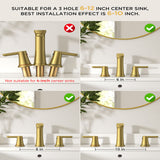 FORIOUSBathroom Faucet 3 Hole, Two Handle 8 Inch Widespread Bathroom Sink Faucet 3 Hole with Metal Pop-up Drain, cUPC Supply Lines and Water Saving Aerator for Vanity, or Commercial FB-03134