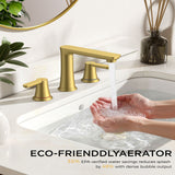 FORIOUSBathroom Faucet 3 Hole, Two Handle 8 Inch Widespread Bathroom Sink Faucet 3 Hole with Metal Pop-up Drain, cUPC Supply Lines and Water Saving Aerator for Vanity, or Commercial FB-03134