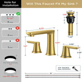 FORIOUSBathroom Faucet 3 Hole, Two Handle 8 Inch Widespread Bathroom Sink Faucet 3 Hole with Metal Pop-up Drain, cUPC Supply Lines and Water Saving Aerator for Vanity, or Commercial FB-03134