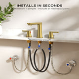 FORIOUSBathroom Faucet 3 Hole, Two Handle 8 Inch Widespread Bathroom Sink Faucet 3 Hole with Metal Pop-up Drain, cUPC Supply Lines and Water Saving Aerator for Vanity, or Commercial FB-03134