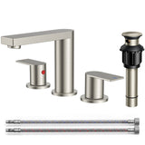 FORIOUS Chrome Bathroom Faucets 3 Hole, 8 Inch Widespread Bathroom Sink Faucet with Pop-up Drain and Cupc Supply Lines, 2-Handle for Vanity, Hotel