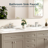 FORIOUS Chrome Bathroom Faucets 3 Hole, 8 Inch Widespread Bathroom Sink Faucet with Pop-up Drain and Cupc Supply Lines, 2-Handle for Vanity, Hotel