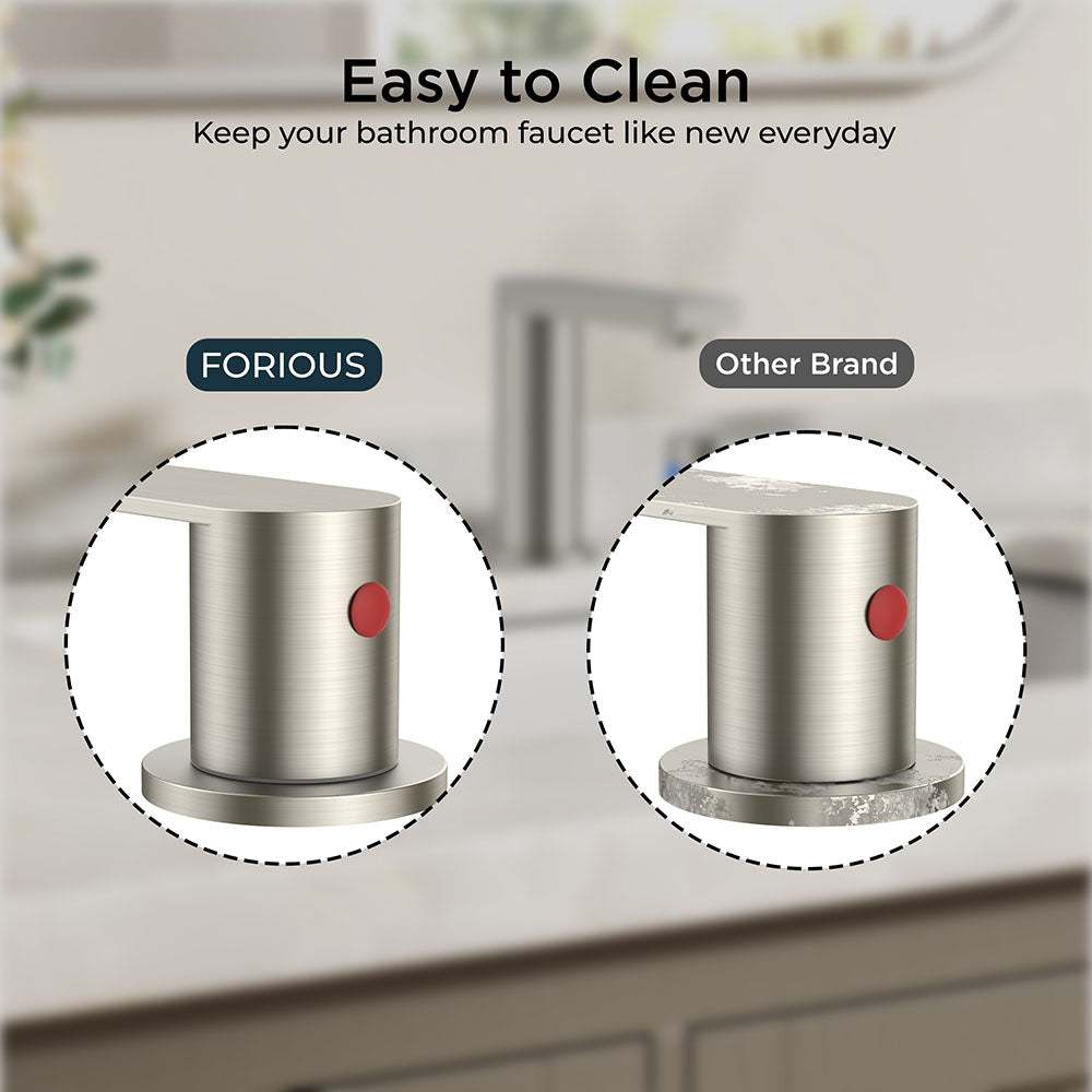 FORIOUS Chrome Bathroom Faucets 3 Hole, 8 Inch Widespread Bathroom Sink Faucet with Pop-up Drain and Cupc Supply Lines, 2-Handle for Vanity, Hotel