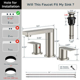 FORIOUS Chrome Bathroom Faucets 3 Hole, 8 Inch Widespread Bathroom Sink Faucet with Pop-up Drain and Cupc Supply Lines, 2-Handle for Vanity, Hotel