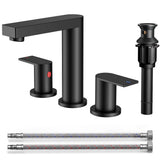 FORIOUS Chrome Bathroom Faucets 3 Hole, 8 Inch Widespread Bathroom Sink Faucet with Pop-up Drain and Cupc Supply Lines, 2-Handle for Vanity, Hotel