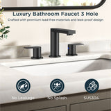 FORIOUS Chrome Bathroom Faucets 3 Hole, 8 Inch Widespread Bathroom Sink Faucet with Pop-up Drain and Cupc Supply Lines, 2-Handle for Vanity, Hotel