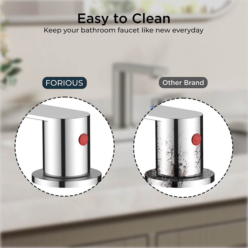 FORIOUS Chrome Bathroom Faucets 3 Hole, 8 Inch Widespread Bathroom Sink Faucet with Pop-up Drain and Cupc Supply Lines, 2-Handle for Vanity, Hotel