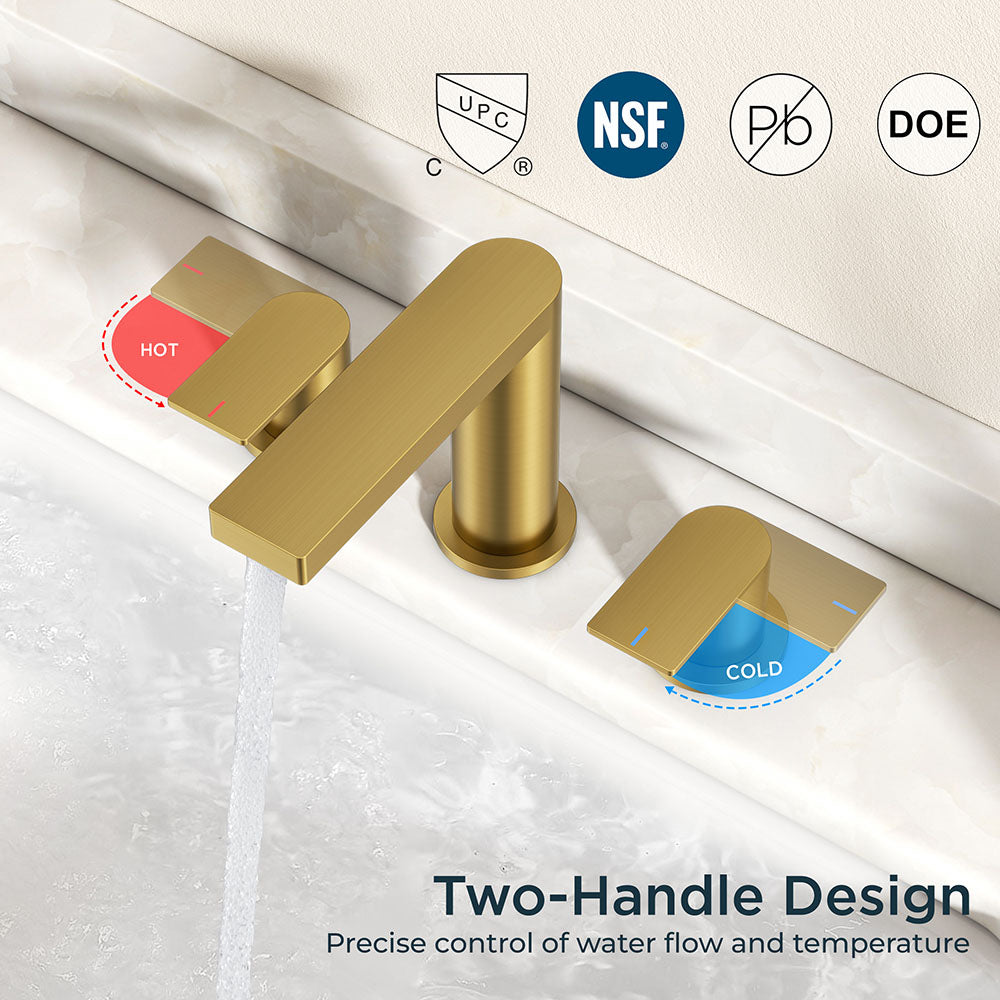 FORIOUS Chrome Bathroom Faucets 3 Hole, 8 Inch Widespread Bathroom Sink Faucet with Pop-up Drain and Cupc Supply Lines, 2-Handle for Vanity, Hotel