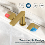 FORIOUS Chrome Bathroom Faucets 3 Hole, 8 Inch Widespread Bathroom Sink Faucet with Pop-up Drain and Cupc Supply Lines, 2-Handle for Vanity, Hotel