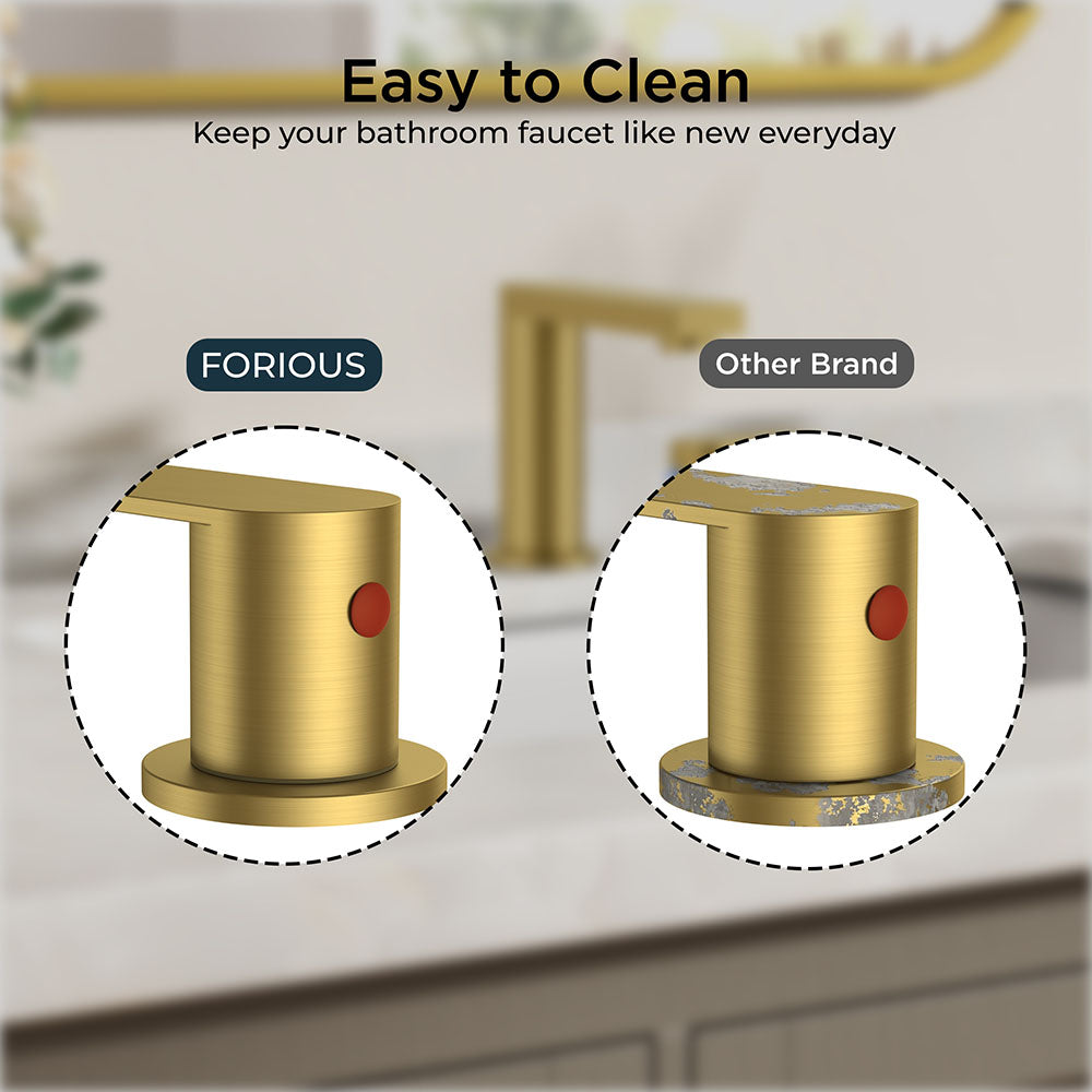 FORIOUS Chrome Bathroom Faucets 3 Hole, 8 Inch Widespread Bathroom Sink Faucet with Pop-up Drain and Cupc Supply Lines, 2-Handle for Vanity, Hotel