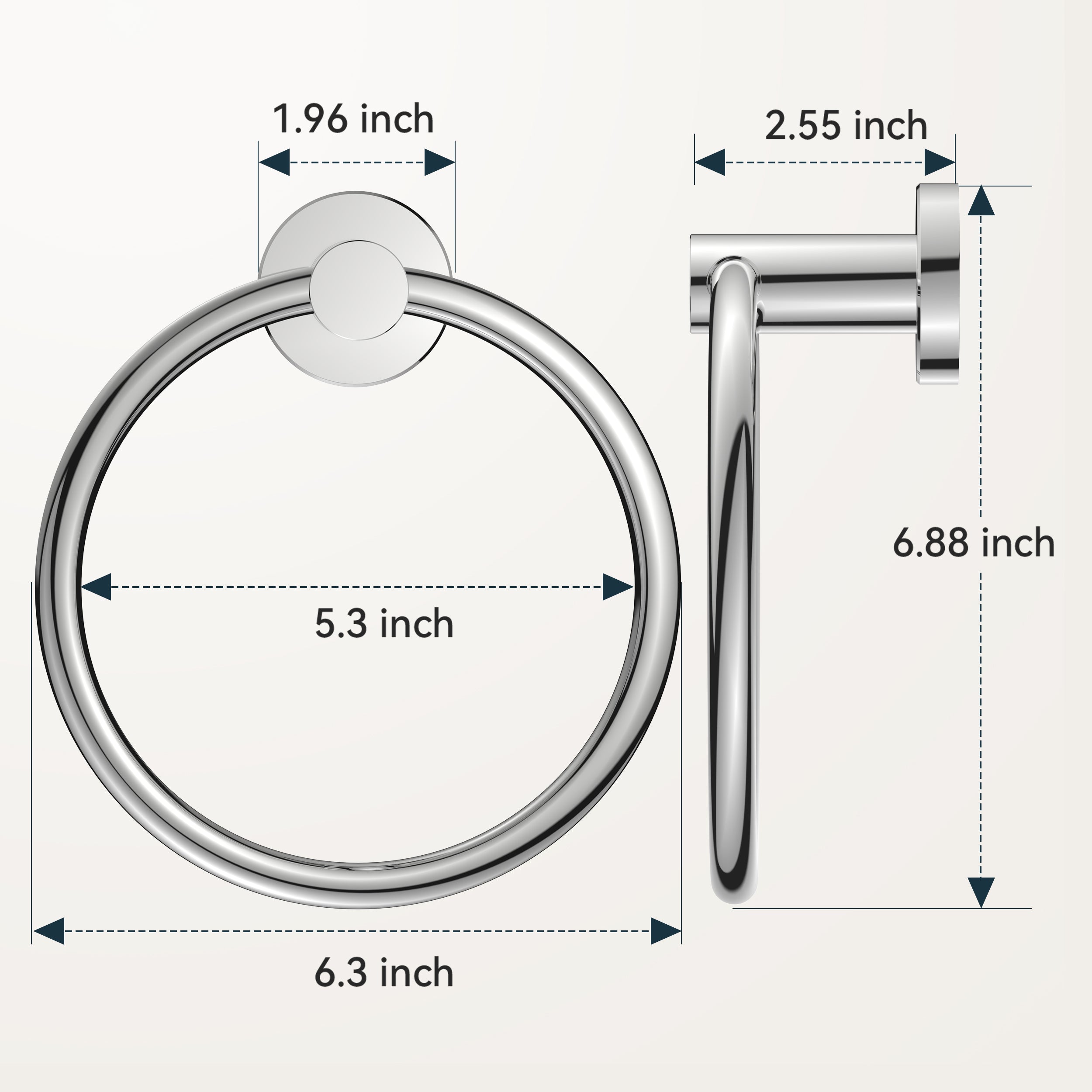 FORIOUS Towel Ring, SUS304 Stainless Steel Modern Hand Towel Holder Rack Hanger Round for Bathroom Wall Mounted, Ideal for Bath, Kitchen, RV (1, Chrome)