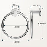 FORIOUS Towel Ring, SUS304 Stainless Steel Modern Hand Towel Holder Rack Hanger Round for Bathroom Wall Mounted, Ideal for Bath, Kitchen, RV (1, Chrome)
