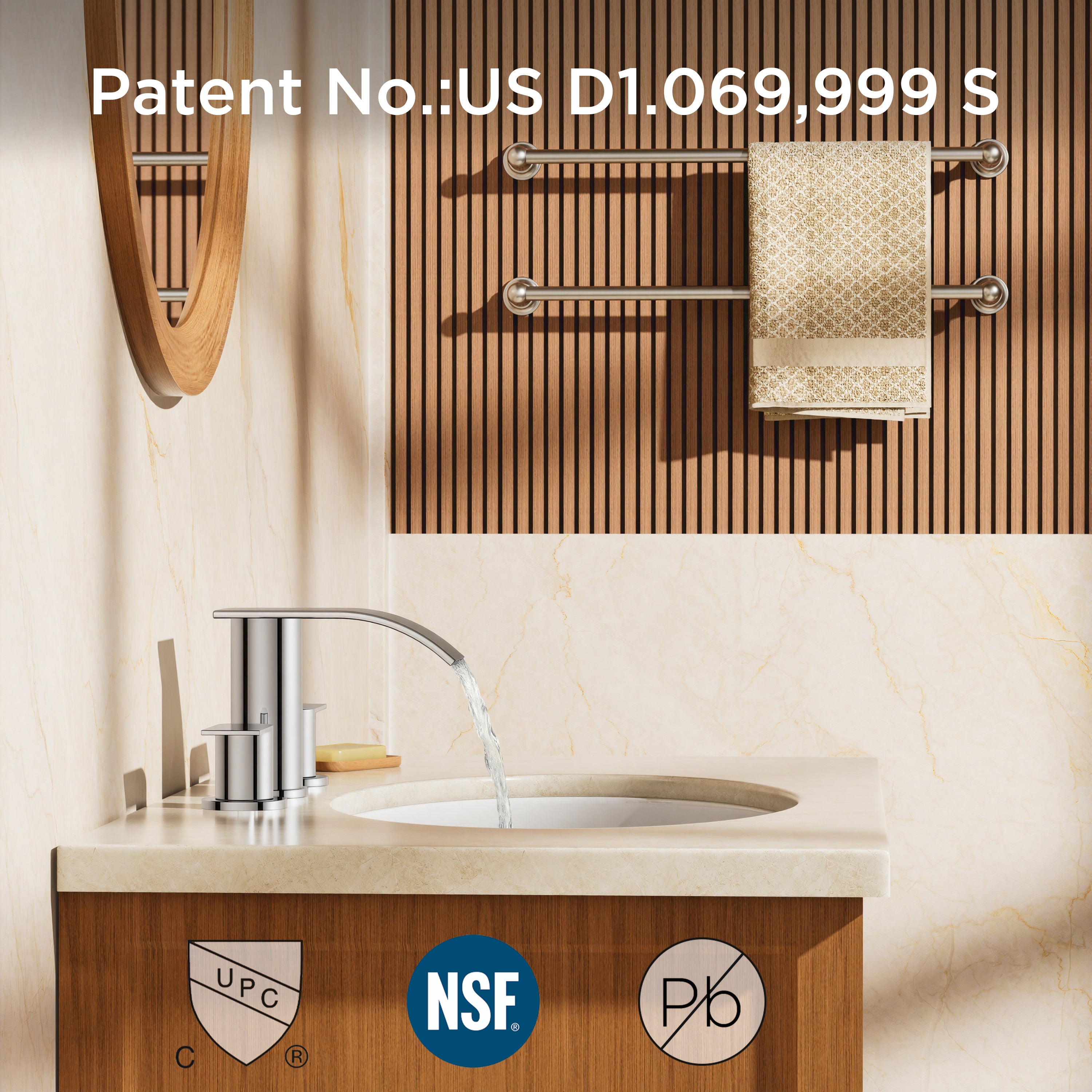 FORIOUS  Waterfall Bathroom Faucets ，8 Inch Widespread  with Metal Pop-up Drain