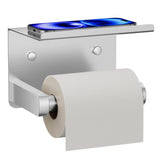 FORIOUS Toilet Paper Holder with Shelf, Adhesive or Screw Wall Mount Toilet Roll Holder for Bathroom, Rustproof 304 Stainless Steel Commercial Toilet Tissue Holder with Storage, Brushed Nickel