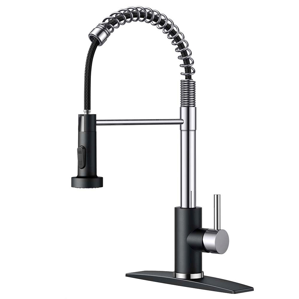 FORIOUS Kitchen Faucet with Pull Down Sprayer 1 or 3 Hole for Farmhouse with soap dispenser，led light