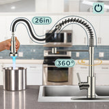 FORIOUS Kitchen Faucet with Pull Down Sprayer 1 or 3 Hole for Farmhouse with soap dispenser，led light