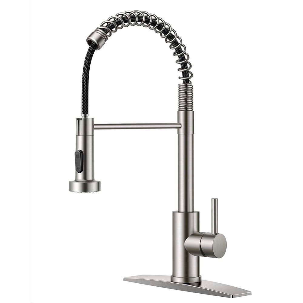 FORIOUS Kitchen Faucet with Pull Down Sprayer 1 or 3 Hole for Farmhouse with soap dispenser，led light