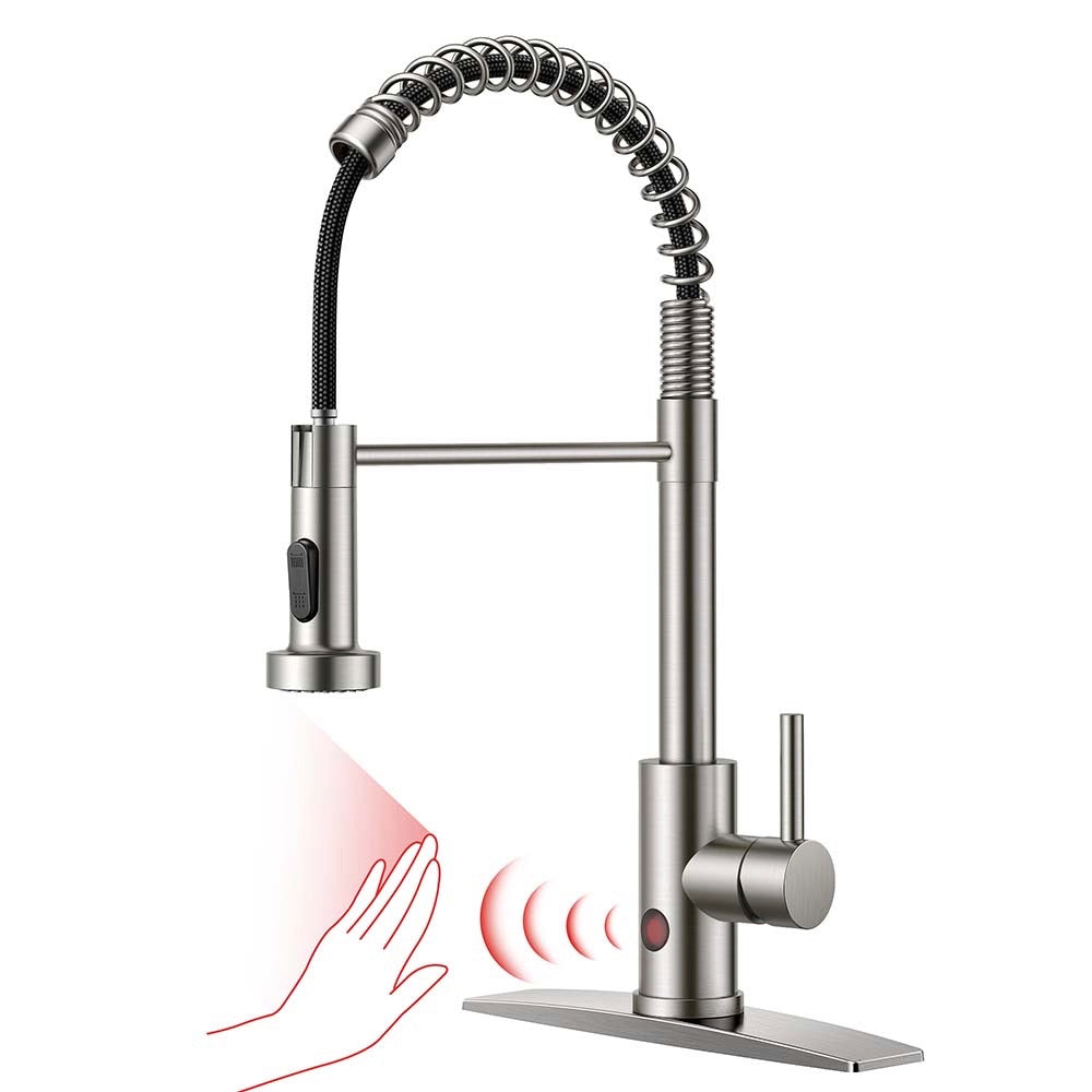 FORIOUS Kitchen Faucet with Pull Down Sprayer 1 or 3 Hole for Farmhouse with soap dispenser，led light