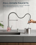 FORIOUS Kitchen Faucet with Pull Down Sprayer 1 or 3 Hole for Farmhouse with soap dispenser，led light