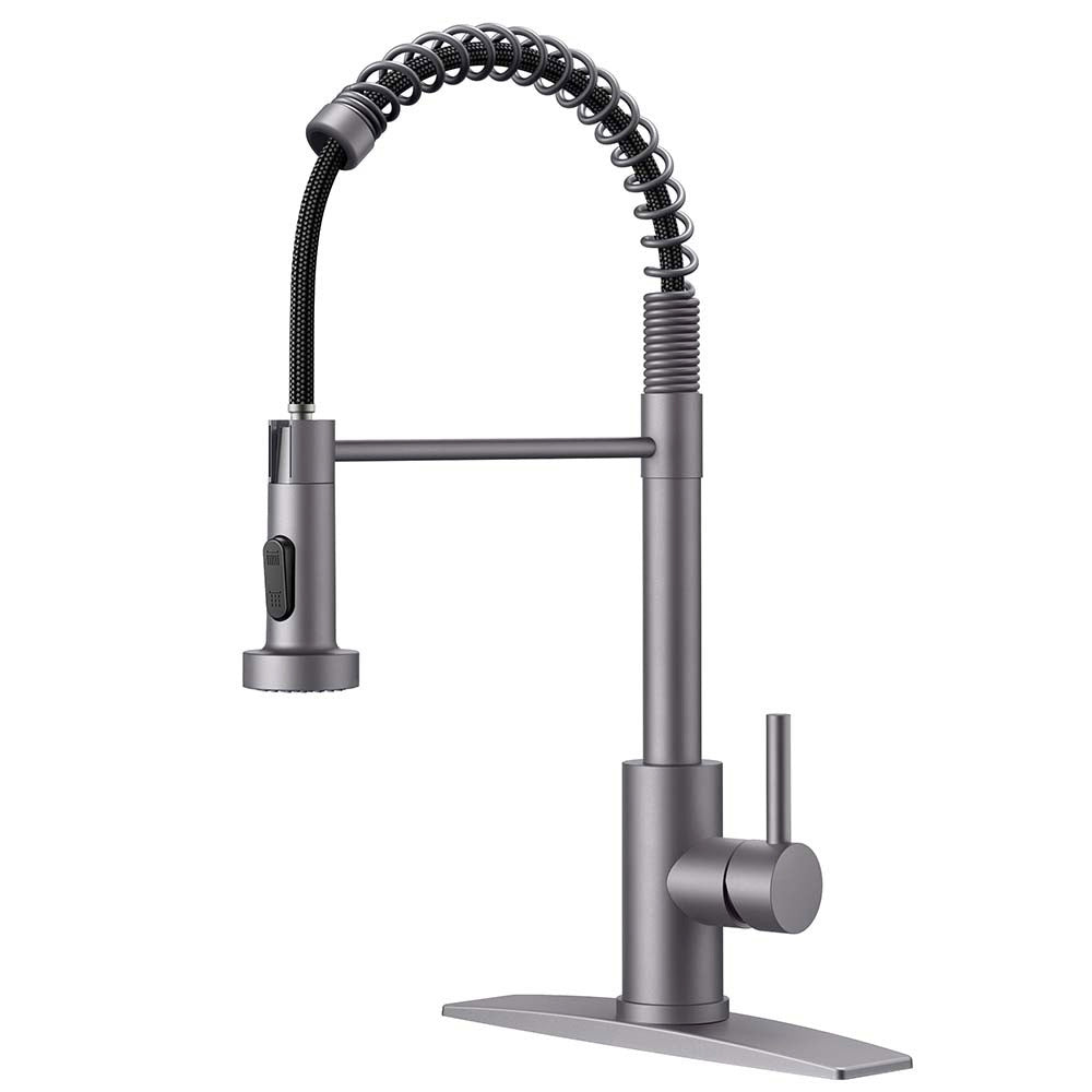 FORIOUS Kitchen Faucet with Pull Down Sprayer 1 or 3 Hole for Farmhouse with soap dispenser，led light