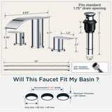 Waterfall Bathroom Faucets 3 Hole, 8 Inch Widespread Bathroom Sink Faucet with Pop-up Drain and Supply Lines, 2 Handle Faucet for Bathroom Sink
