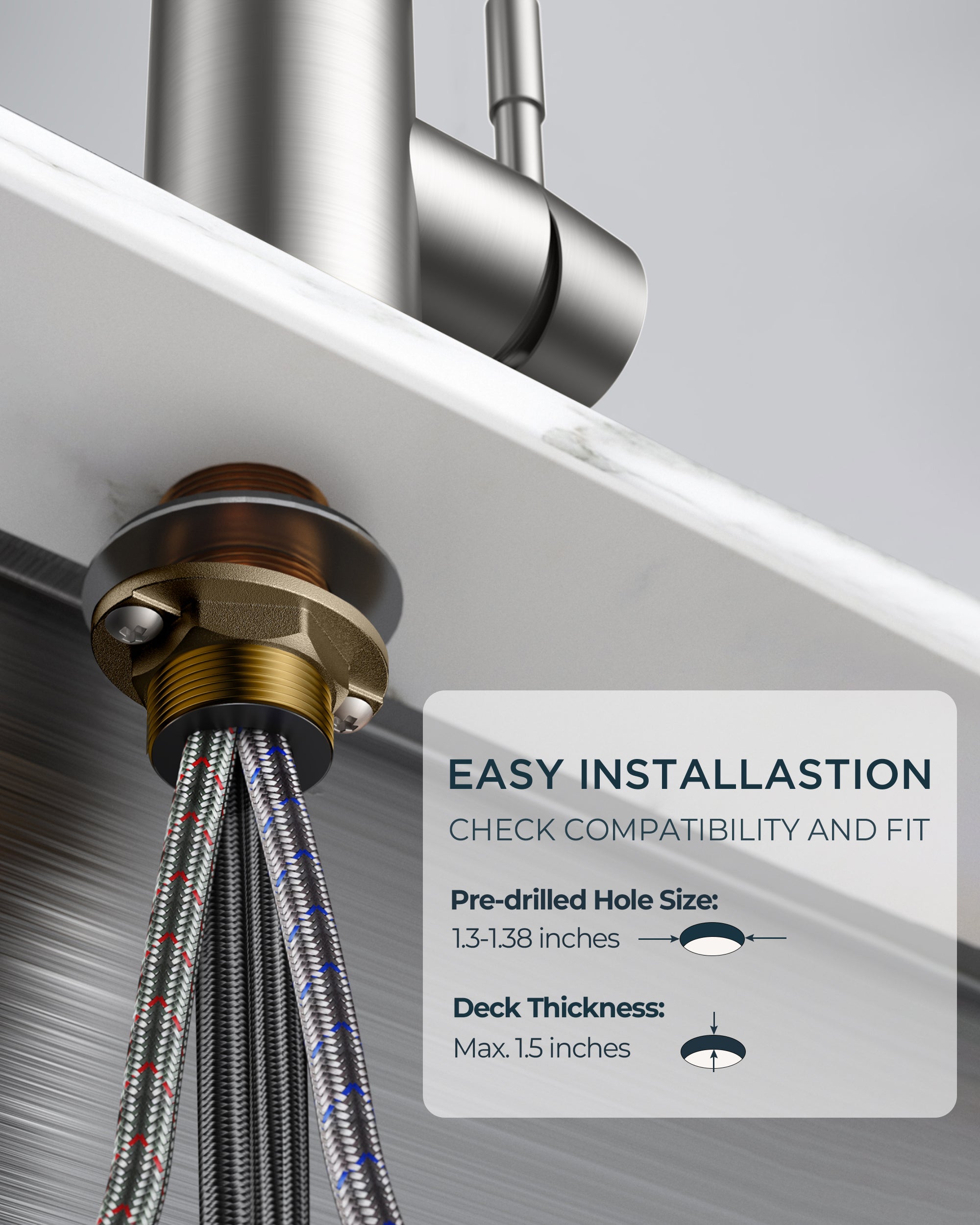 FORIOUS Kitchen Faucets with Pull Down Sprayer, Brushed Nickel High Arc Single Handle Stainless Steel Bar Sink Faucet with Deck Plate for 1 or 3 Hole, Suitable for Farmhouse RV Camper Laundry