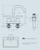 FORIOUS  Bathroom Faucet 2 Hole, 4 Inch Centerset Bathroom Faucet  wtih Metal Pop Up Dain and CUPC Supply Line, 2 Handle  Sink Faucet Bathroom, Bathroom Faucet 3 Hole/2 Hole