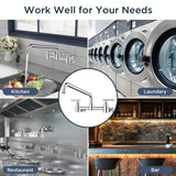 FORIOUS Wall Mount Kitchen Faucet, Adjustable 8" Center Commercial Chrome | No-Lead Stainless Steel Kitchen Sink Faucet, 12 Inch 360° Swivel Spout, 2 Handle for Utility Laundry Room Restaurant Outdoor