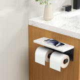FORIOUS  Double Toilet Paper Holder with Shelf, Wall Mount Tissue Roll Holder for Bathroom, Washroom, 304 Stainless Steel Commercial Toilet Tissue Dispensers with Phone Shelf, Brushed Nickel FF11124B