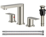 FORIOUS 8 Inch Bathroom Faucet 3 Hole, 2 Handles for Vanity ORB| 2 Handles Bathroom Sink Faucet with Pop-up Drain and 24" cUPC Lines, Fits 6-12 Inch 3 Hole Install, for RV Laundry Sink