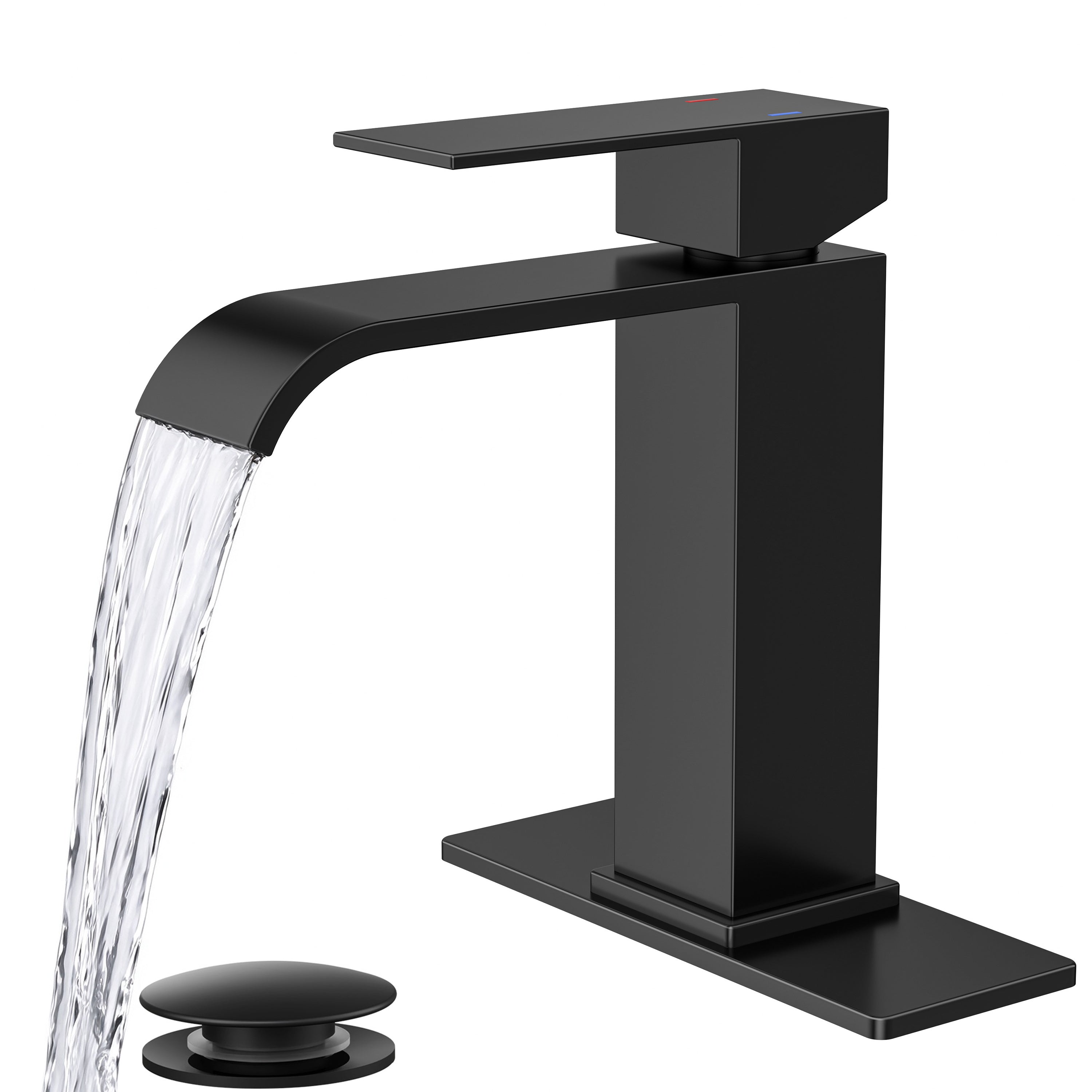 FORIOUS Single Handle Bathroom Faucet 1 Hole Vanity Faucets Matte Black