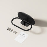 FORIOUS Hand Towel Holder with Shelf, Towel Ring for Bathroom Wall Mount | Matte Black, SUS304 Stainless Steel Modern Towel Ring, Bathroom Towel Holder, Hand Towel Hanger for Bathroom & Kitchen