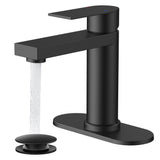 FORIOUS Bathroom Faucet 1 Hole, Single Handle Vanity Faucet Matte Black