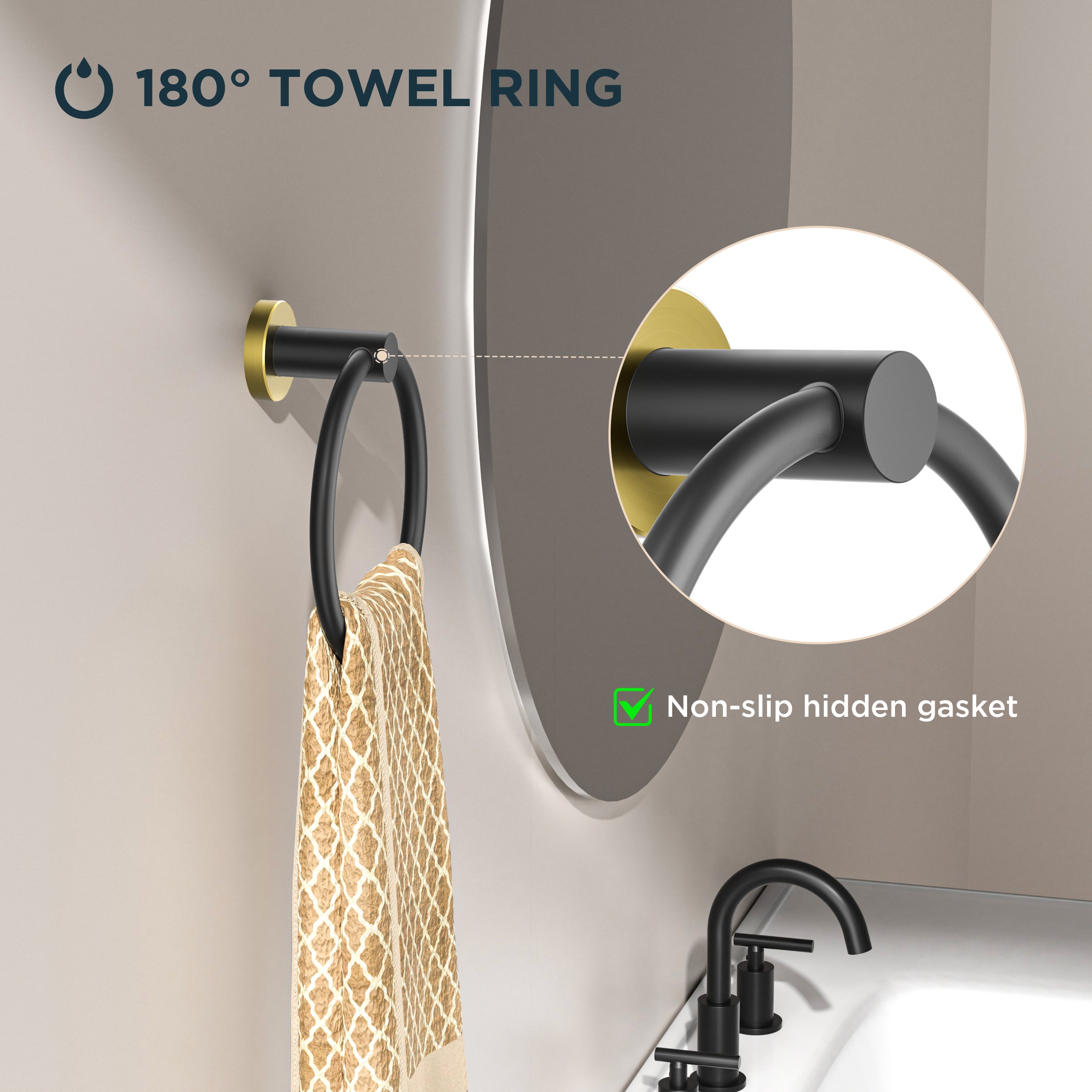 FORIOUS Toilet Paper Holder Wall Mount, Sus304 Stainless Steel Hand Towel Ring, Silver Bathroom Hardware Set with Pivoting Toilet Paper Roll Holder