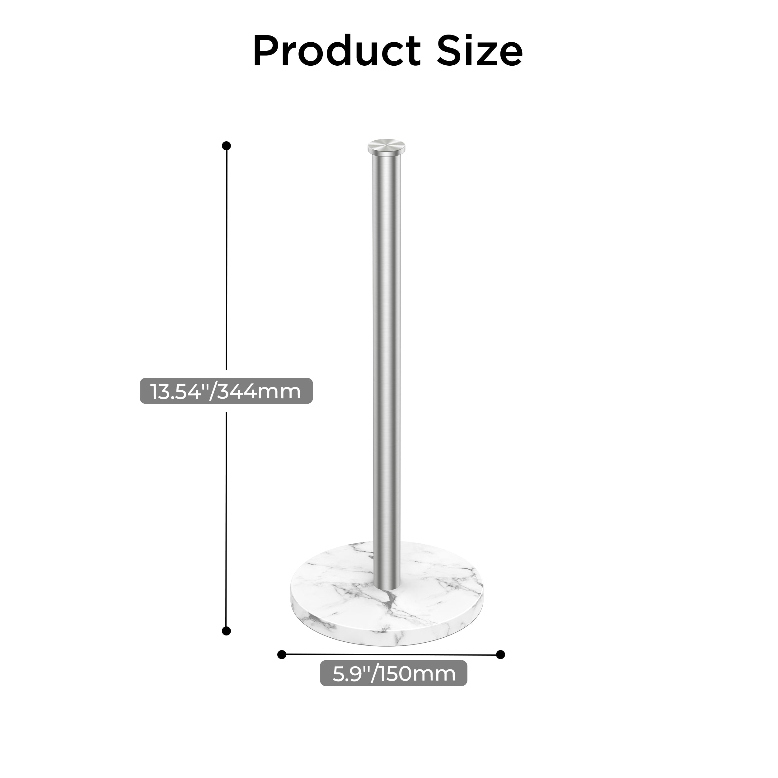 FORIOUS Paper Towel Holder Countertop, Weighted Marble Base, Brushed Gold