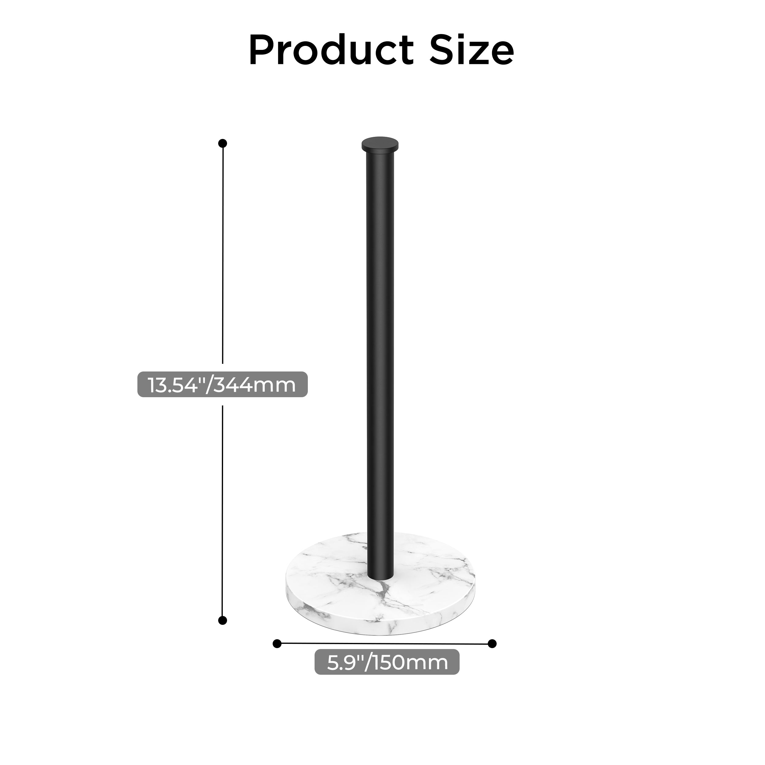 FORIOUS Paper Towel Holder Countertop, Weighted Marble Base, Brushed Gold