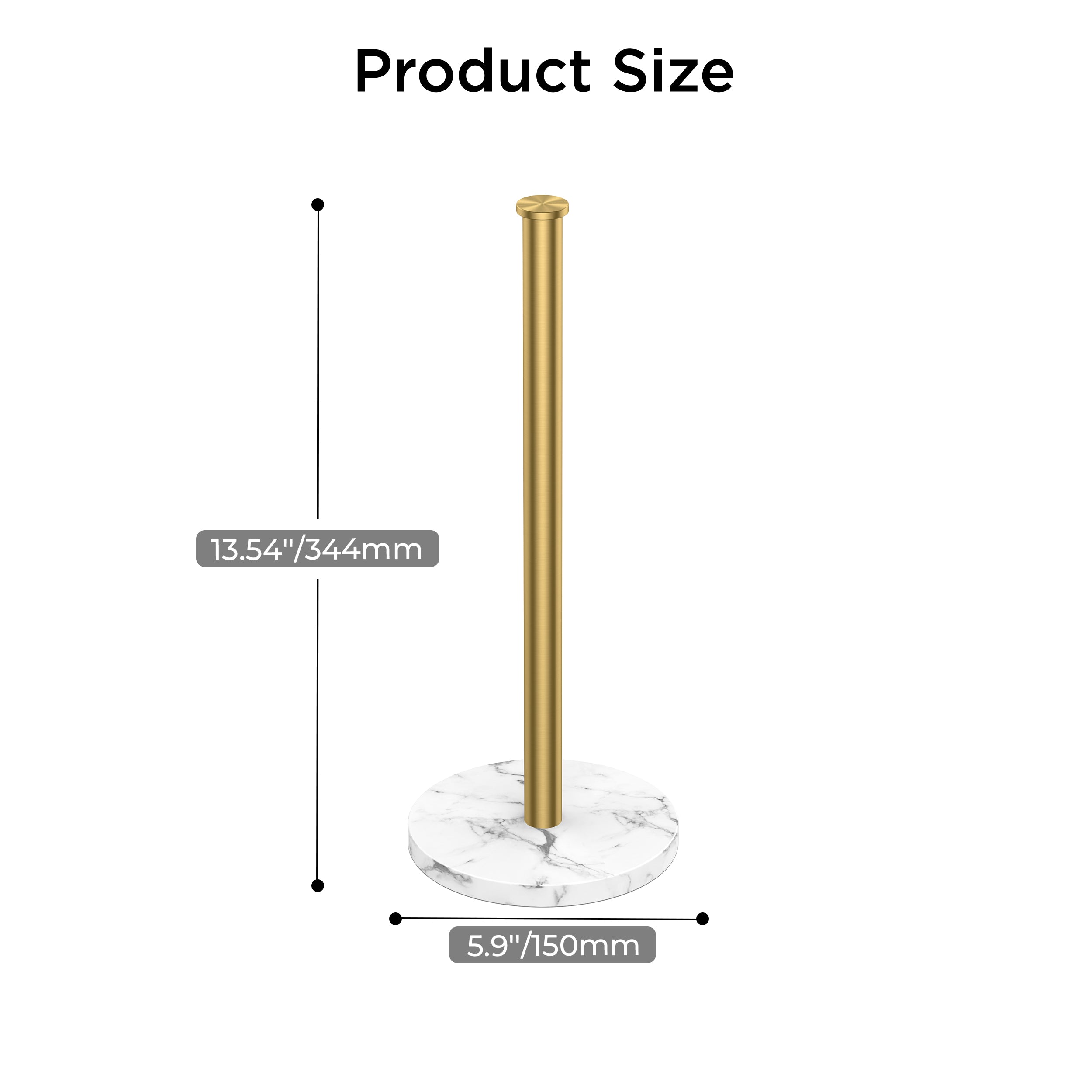 FORIOUS Paper Towel Holder Countertop, Weighted Marble Base, Brushed Gold