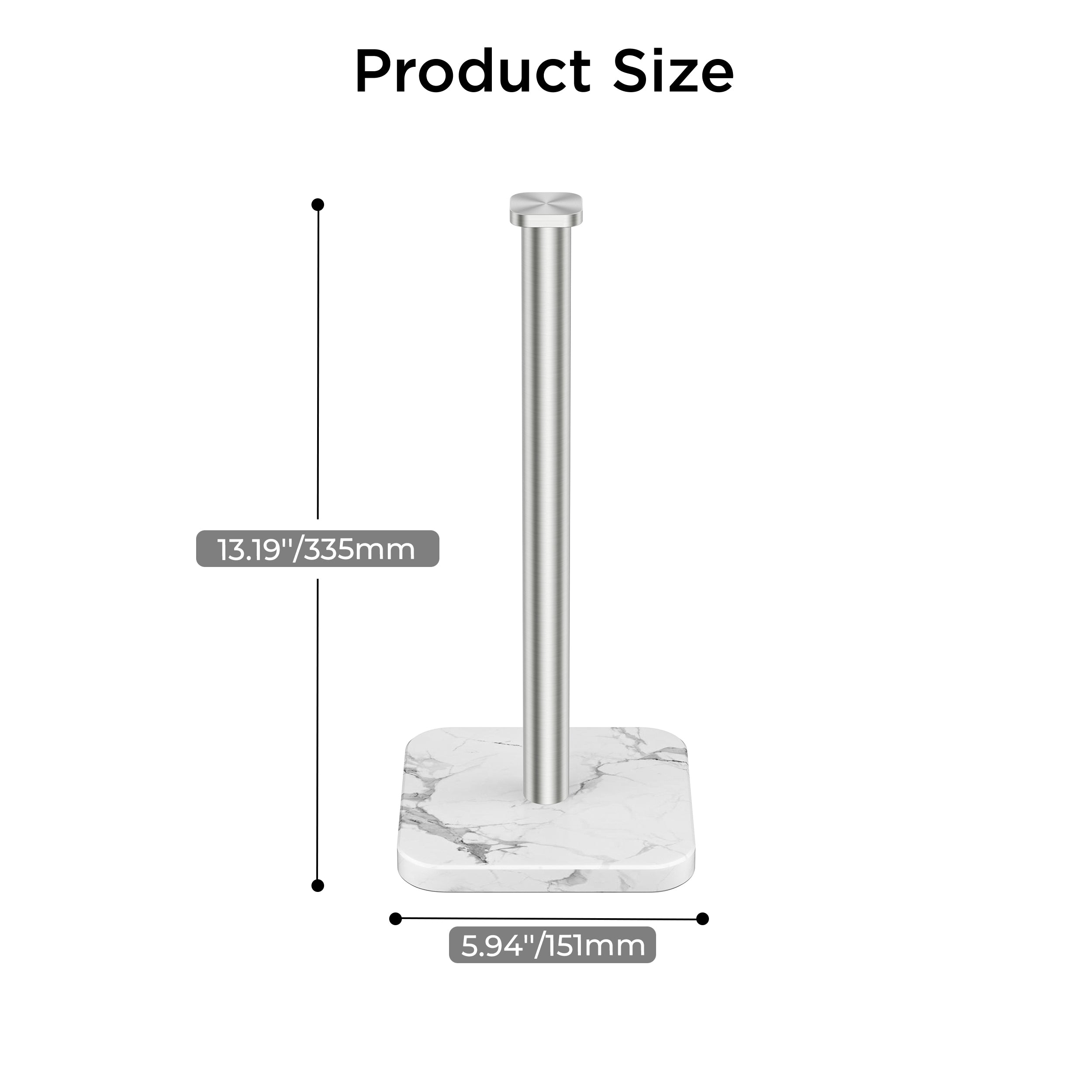 FORIOUS Gold Paper Towel Holder Countertop,1.73 lb Heavy Square Marble Base