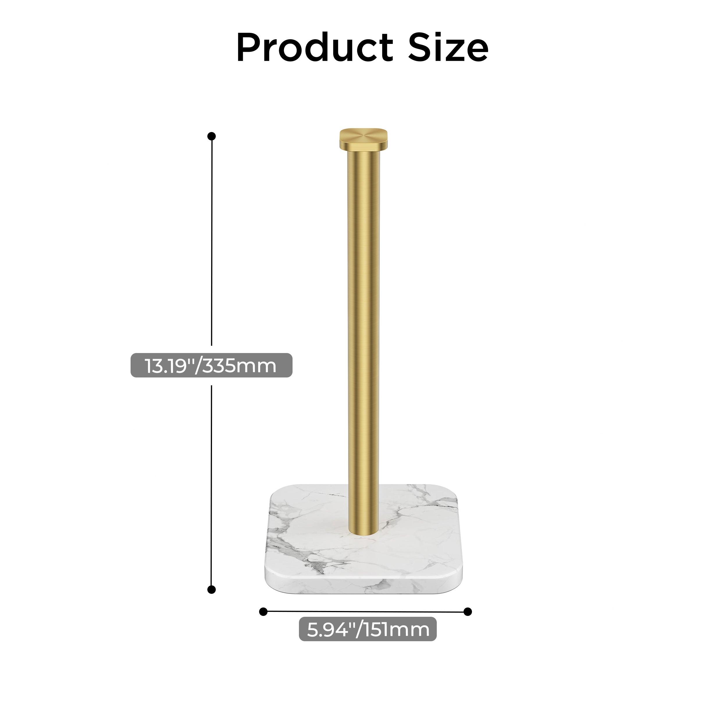 FORIOUS Gold Paper Towel Holder Countertop,1.73 lb Heavy Square Marble Base