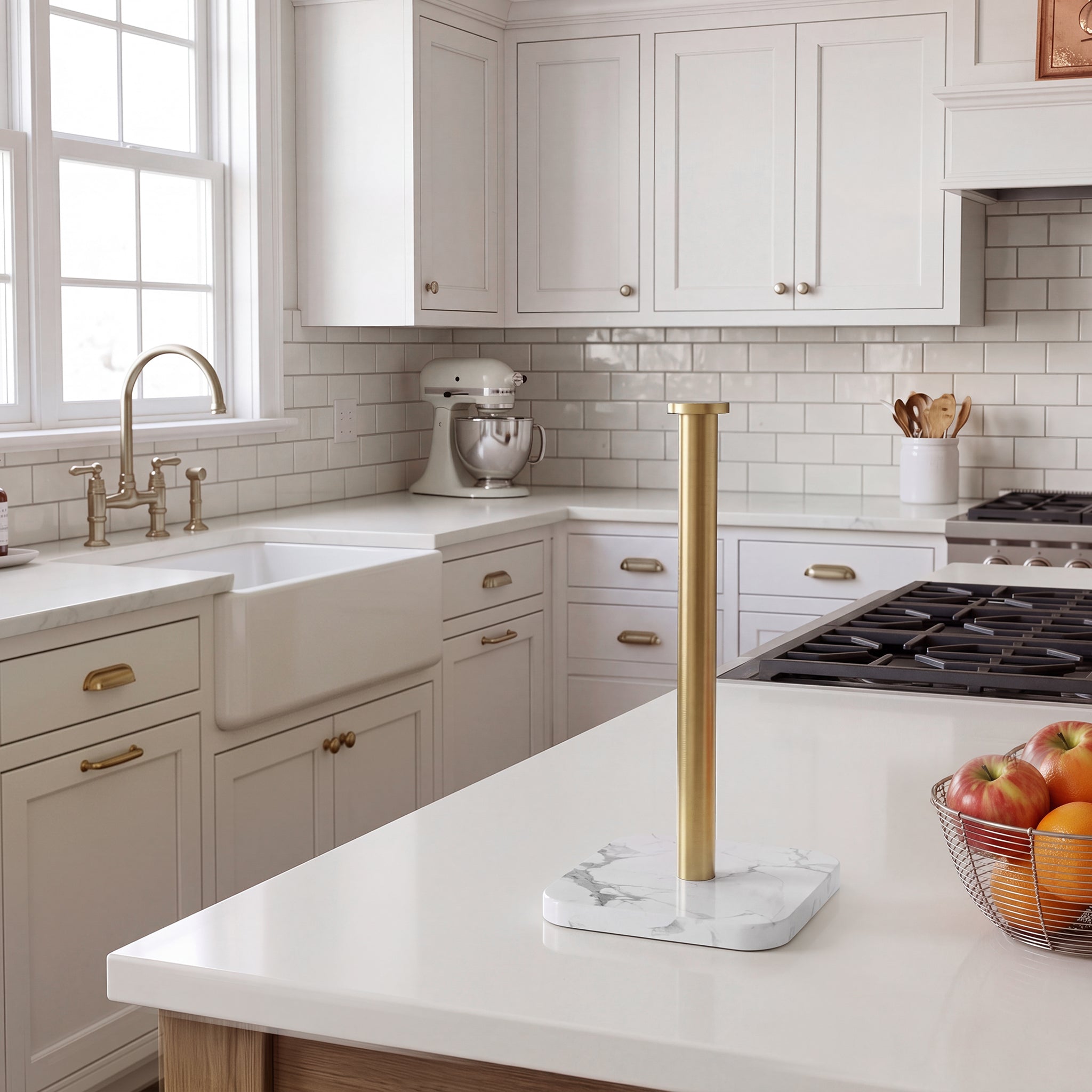 FORIOUS Gold Paper Towel Holder Countertop,1.73 lb Heavy Square Marble Base