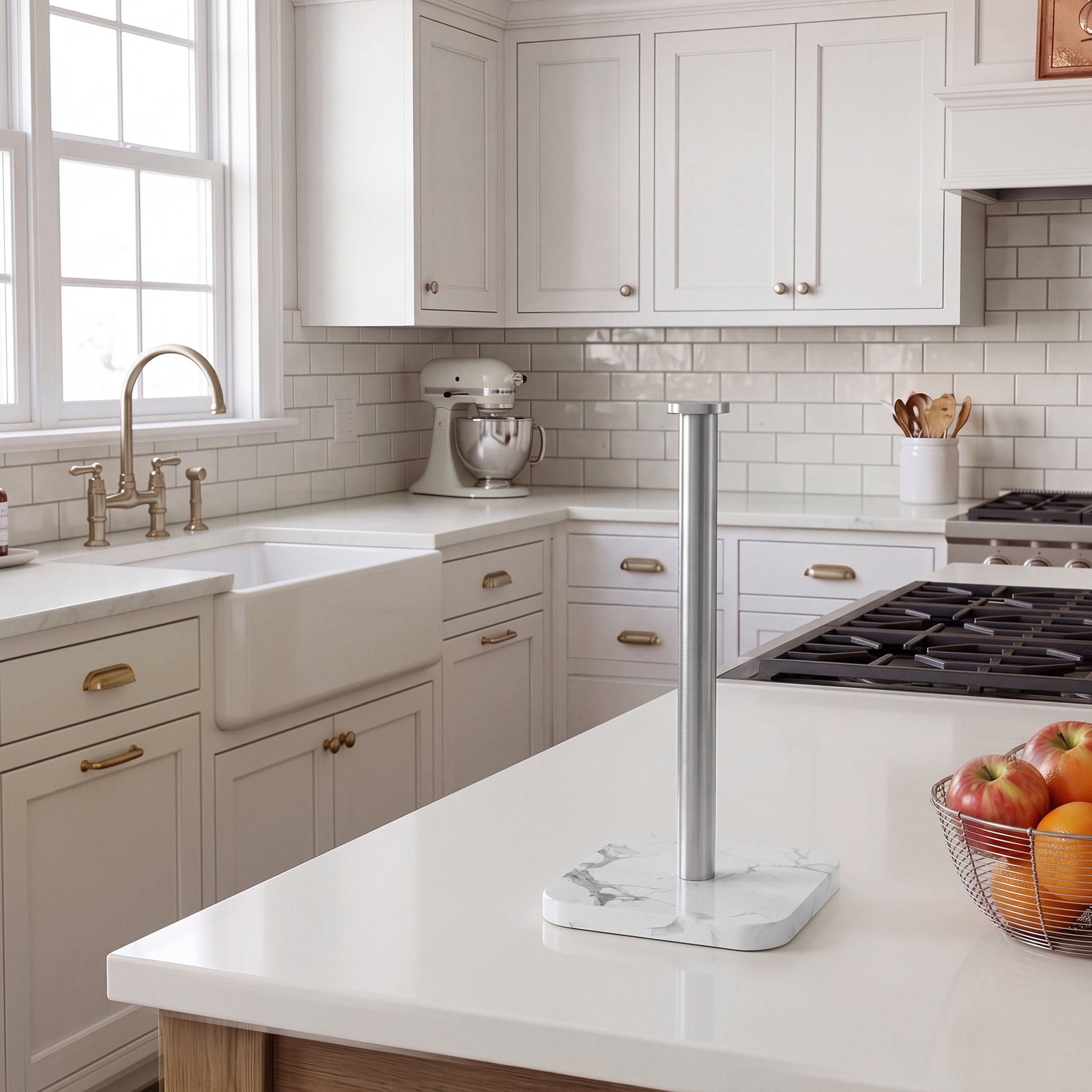 FORIOUS Gold Paper Towel Holder Countertop,1.73 lb Heavy Square Marble Base