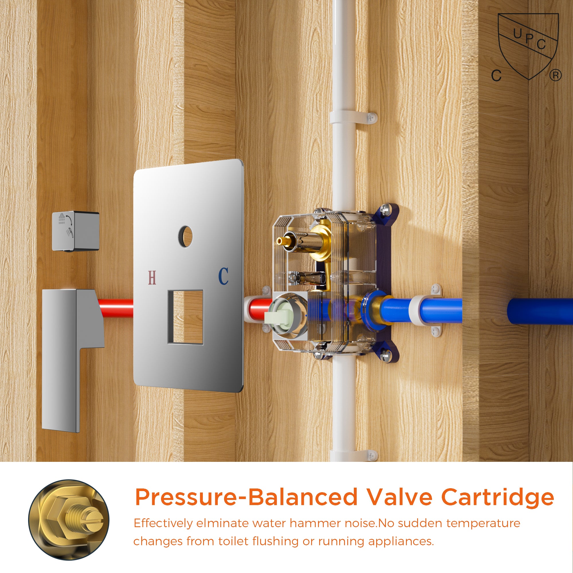 Forious Max     Gold Chrome 8 inch Bathroom Wall Mounted Rainfall Shower Head System with Faucet