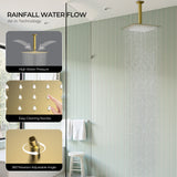 Forious Max     Gold Chrome 8 inch Bathroom Wall Mounted Rainfall Shower Head System with Faucet