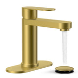 FORIOUS Bathroom Faucet 1 Hole, Single Handle Vanity Faucet Polished Chrome Bathroom Sink Faucet with Deck Plate, Fits 1 Hole and 4-Inch 3 Hole Install, for RV Vanity Lavatory Restroom Camper